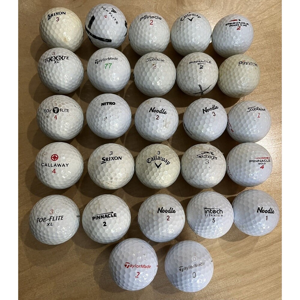 Golf Ball Lot of 27 Assorted  White Balls Callaway Titleist Pinnacle Taylor Made